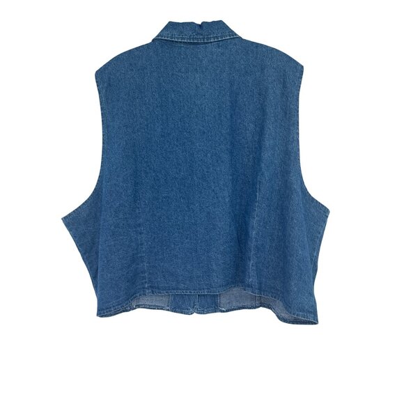 Coldwater Creek Denim Vest Lace cropped Womens size 3X plus - Picture 3 of 3